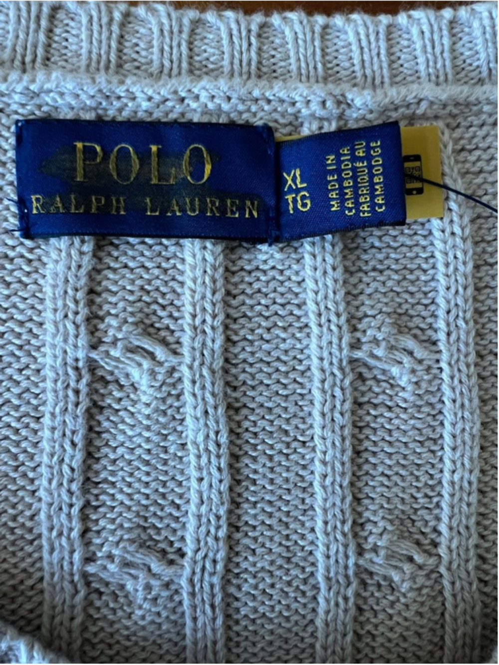 New Polo Ralph Lauren Beige Cable Knit Long Sleeve Dress XL - Picture 6 of 7